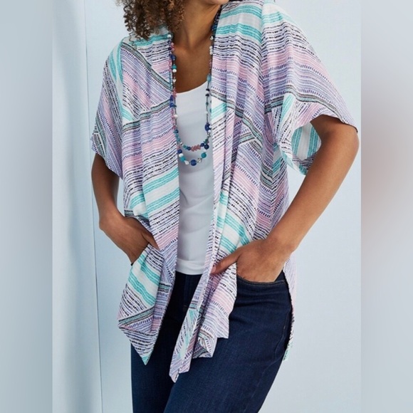 Chico’s Rainbow Dots Easy Kimono Jacket Size XL - Picture 1 of 9